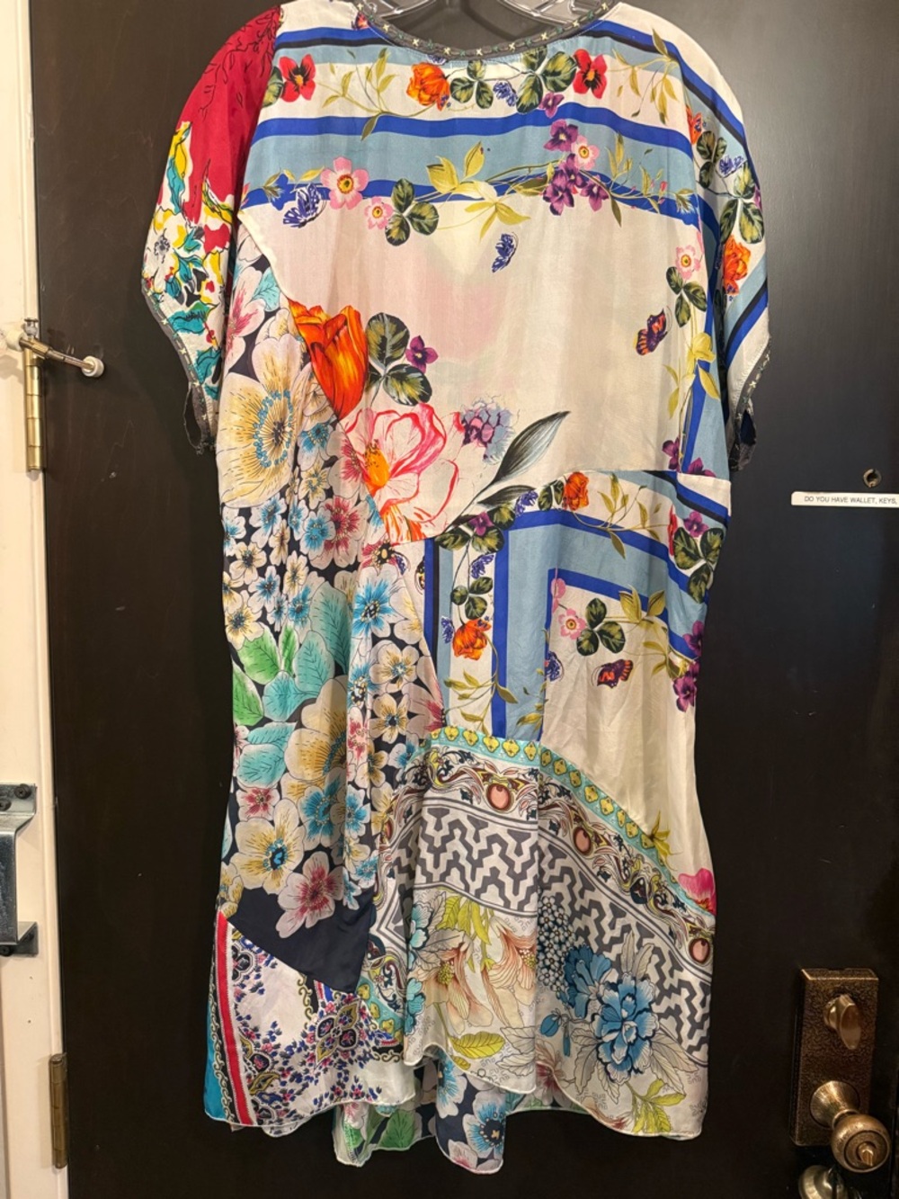 Johnny Was Multicolor Floral Patchwork Midi Dress - Red & Blue Accents - Picture 2 of 8